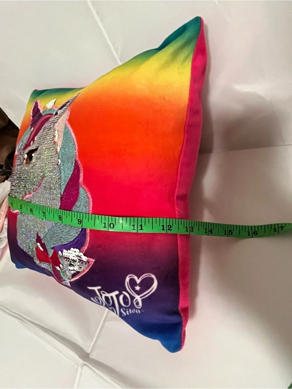 JoJo Siwa Rainbow Unicorn Sequin Accent Pillow - Multi colored H69